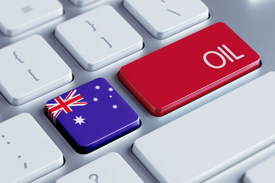 keyboard with australian flag and oil