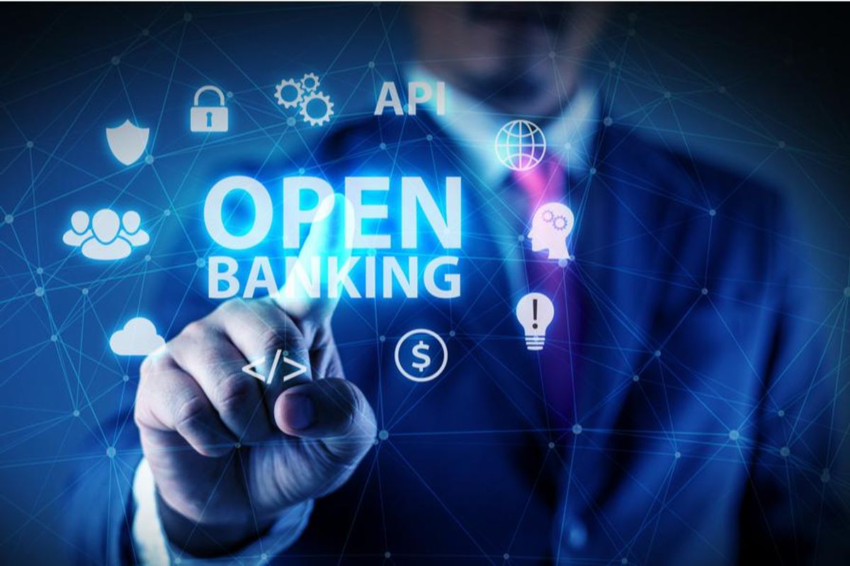 man in suit with words "open banking"
