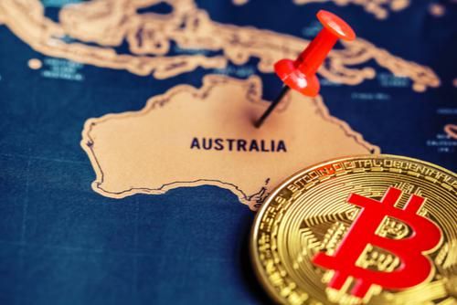 map of Australia with bitcoin