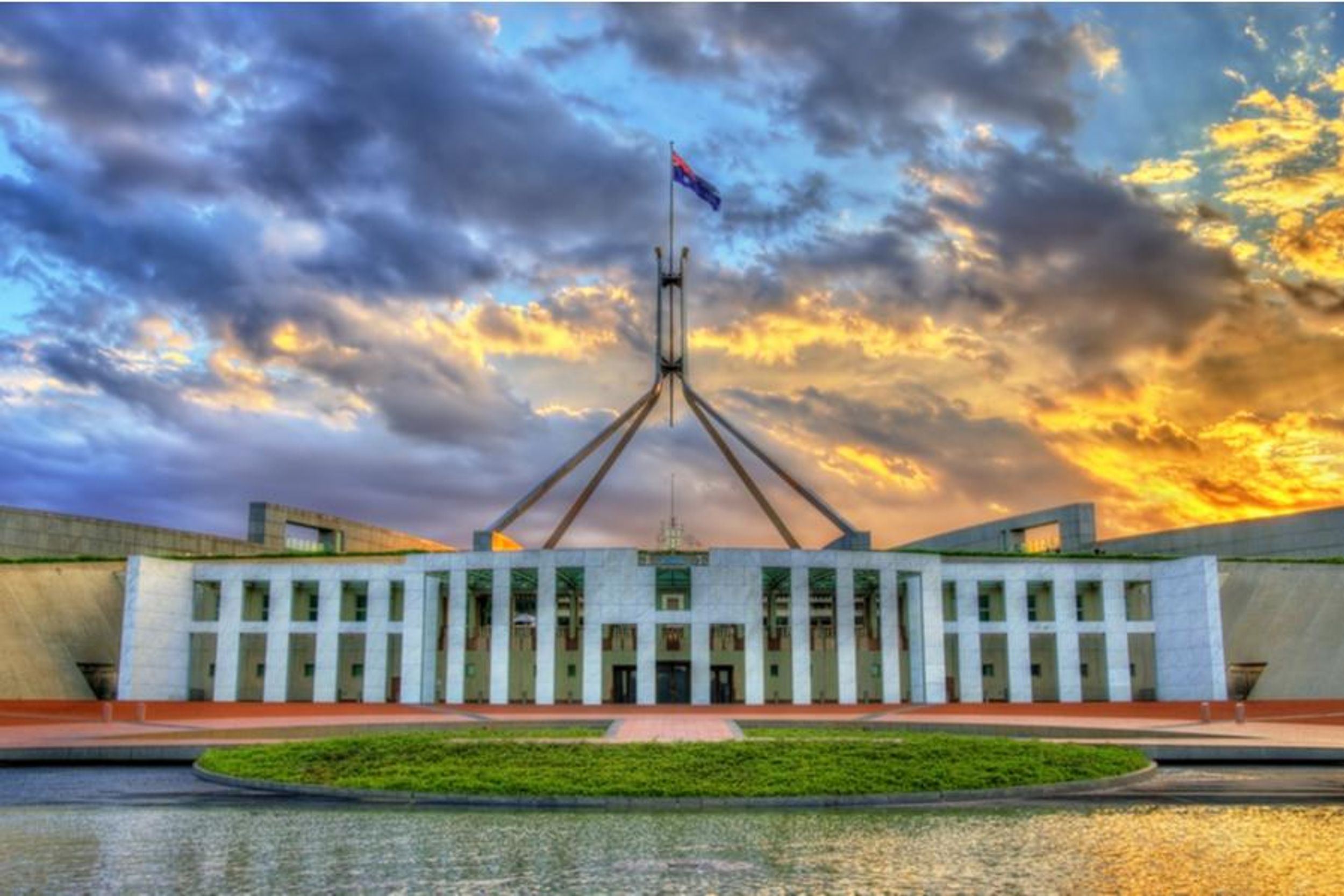parliament house in the evening. canberra, australia
