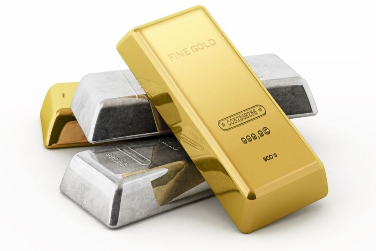 two bars of gold and two bars of silver